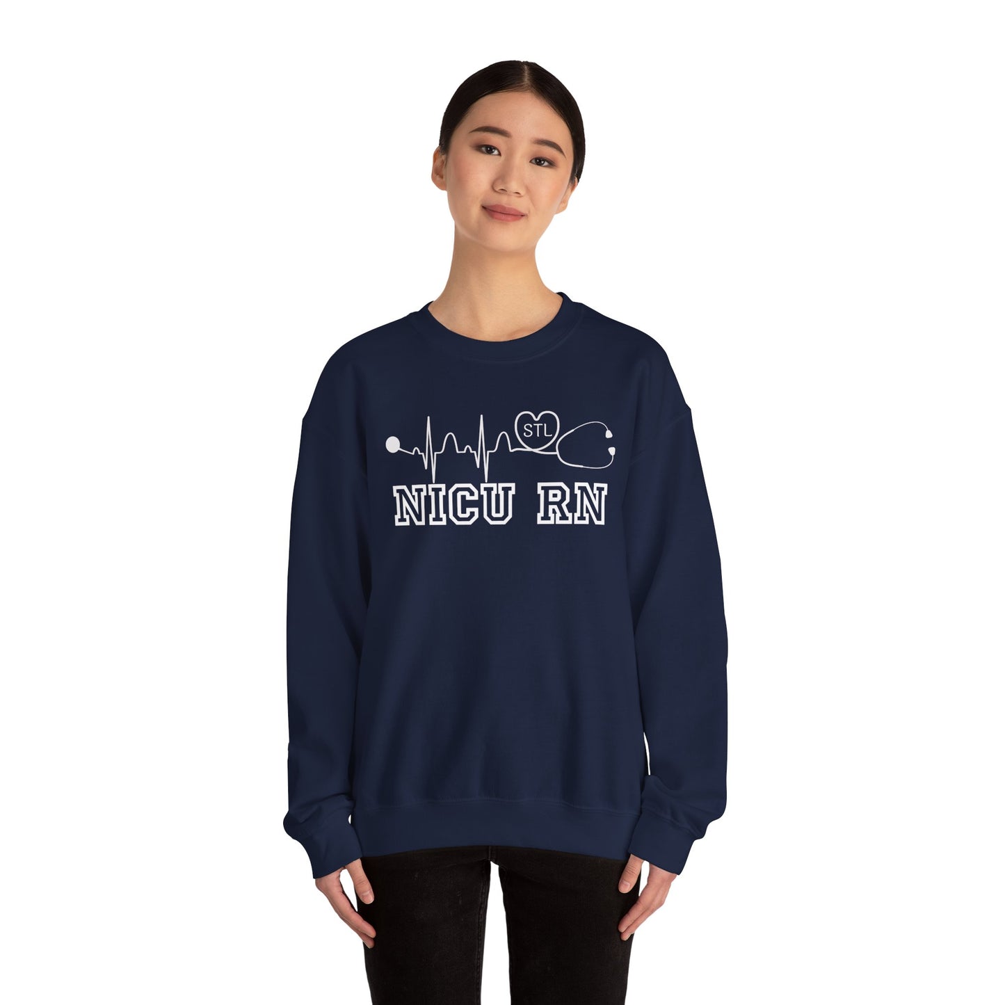 STL NICU RN Comfy Gildan Sweatshirt, EKG STL love, wear out or at work!