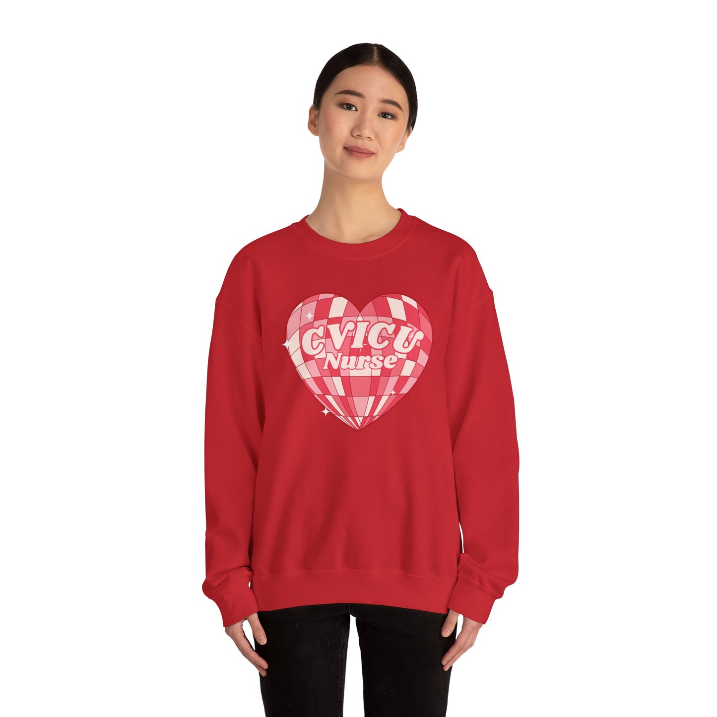 Retro CVICU Valentine’s Day Sweatshirt, Comfy Cozy Gildan Sweatshirt