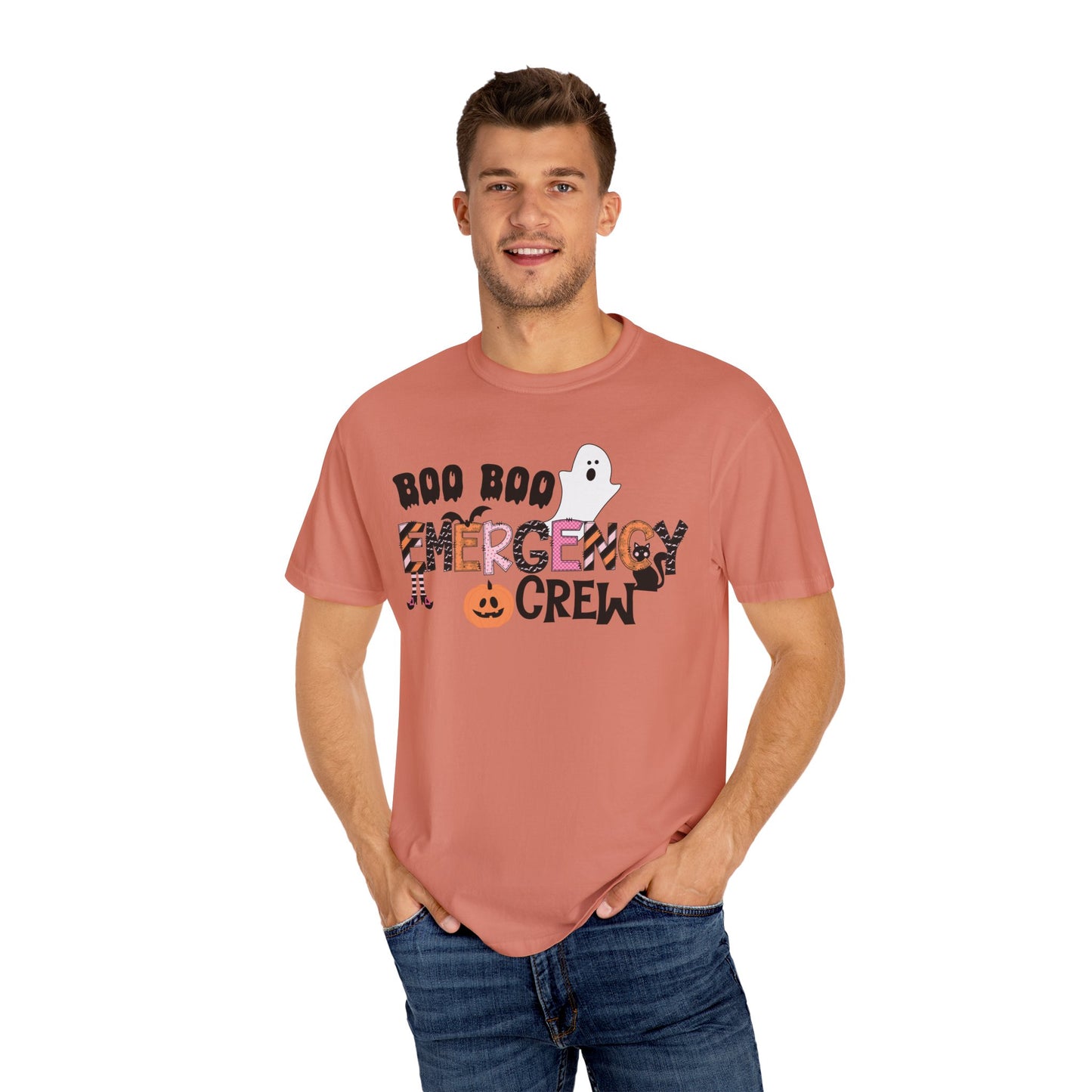 Boo boo crew nurse shirt, emergency nurse, RN Halloween shirt , comfort colors pink and orange ghost shirt, boo, ER RN, medical shirt