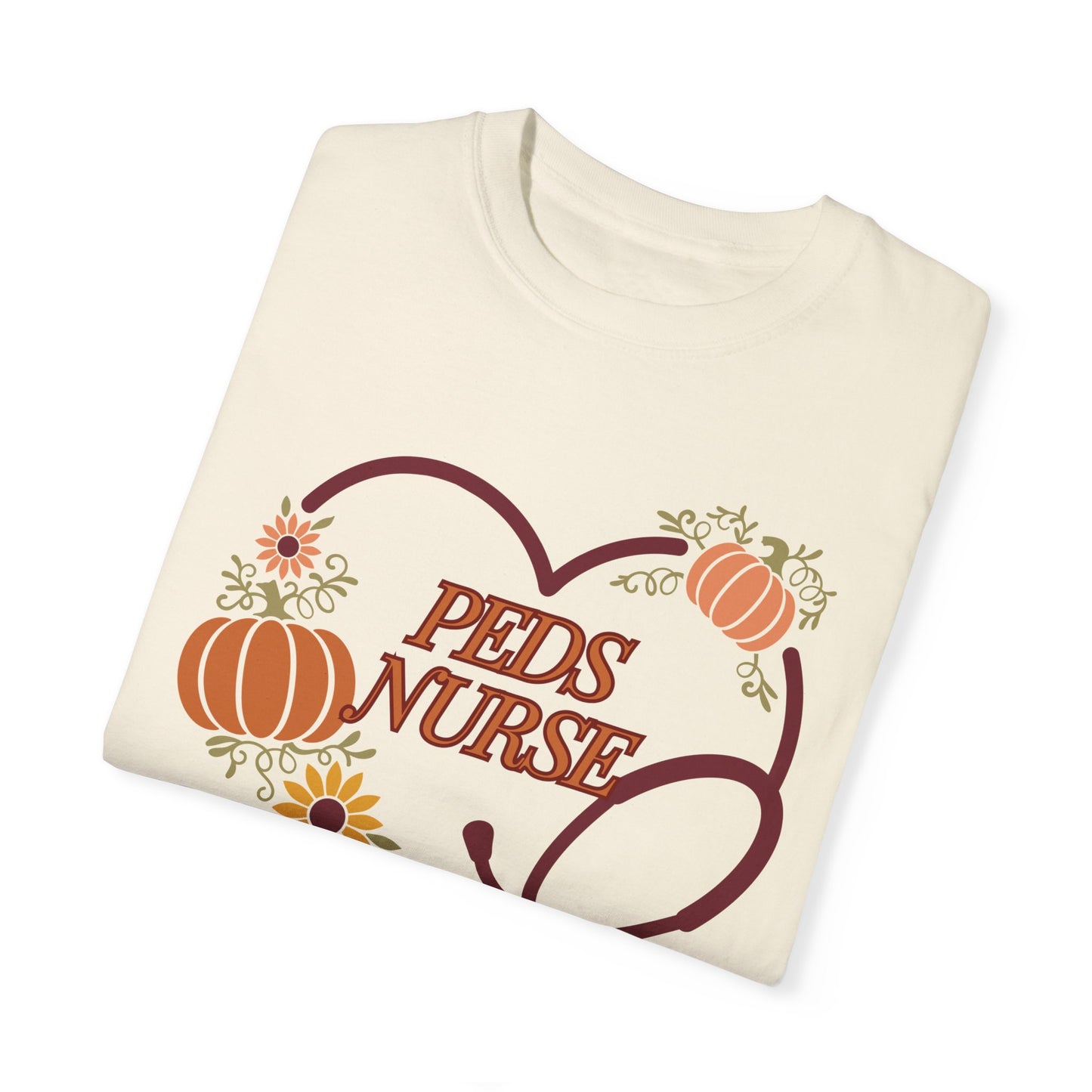 Fall PedsNurse Stethoscope heart, fall shirt, gift for nurse,cute holiday shirt, comfort colors