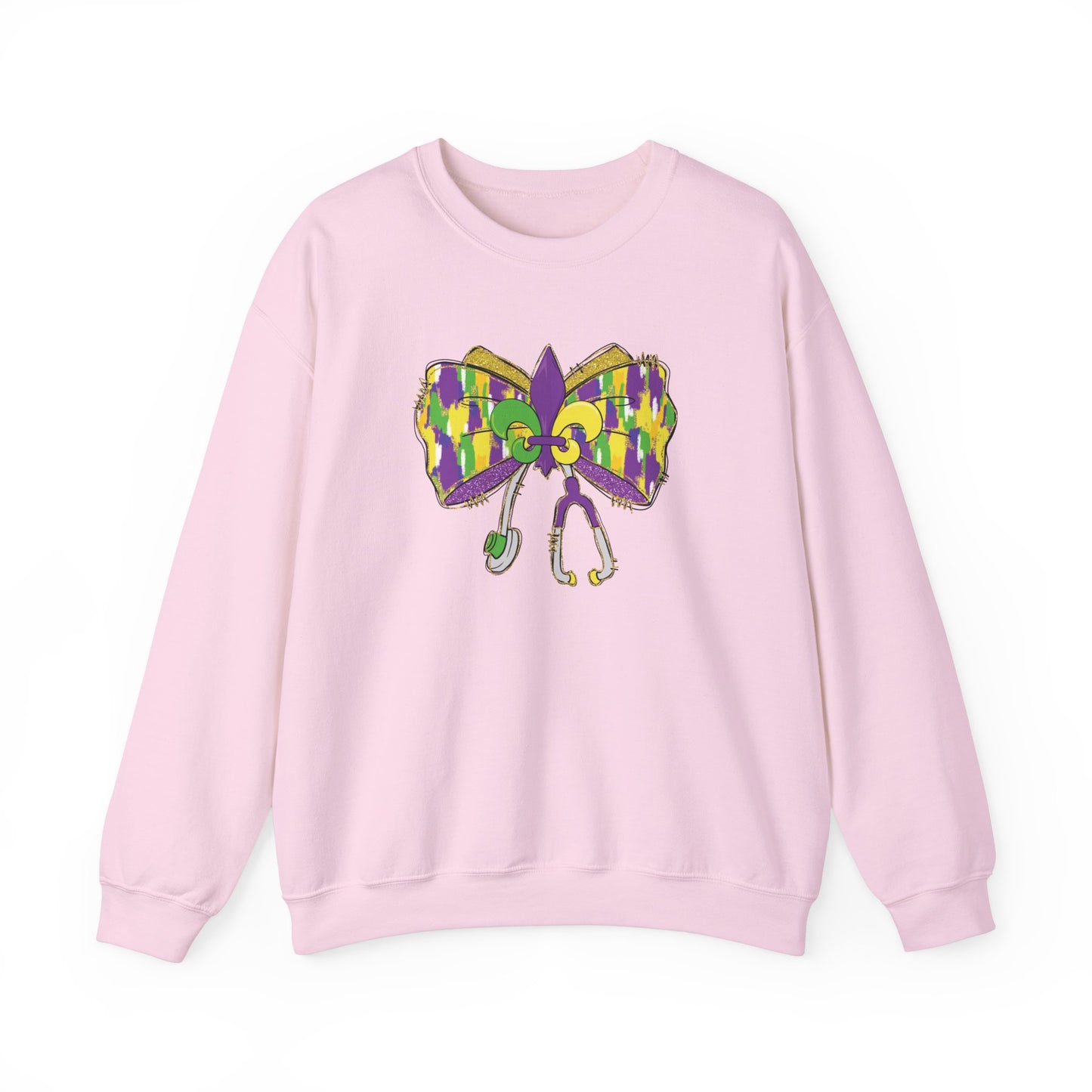 Mardi Gras  colorful bow Nurse Gildan Sweatshirt