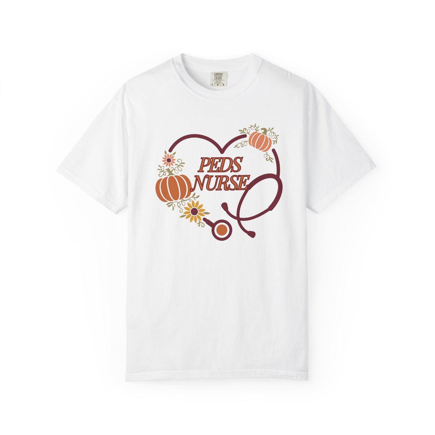 Fall PedsNurse Stethoscope heart, fall shirt, gift for nurse,cute holiday shirt, comfort colors, thanksgiving shirt