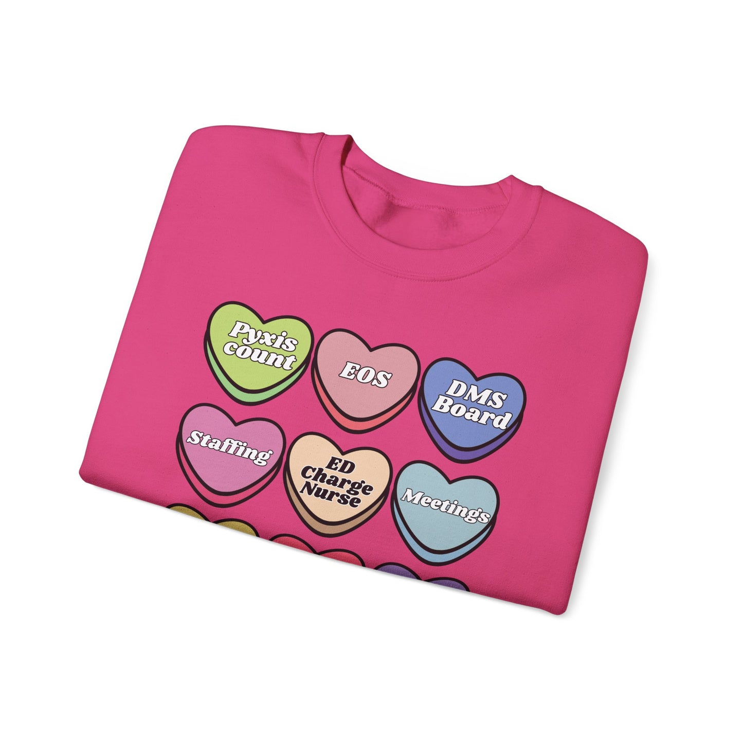 ED Charge Candy heart sweatshirt, perfect for Valentines Day ! Customize for your unit !