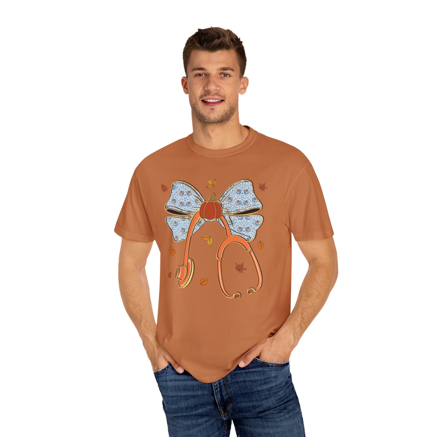 Stethoscope Bow PedsNurse Stethoscope heart, fall shirt, gift for nurse,cute holiday shirt, comfort colors, thanksgiving shirt