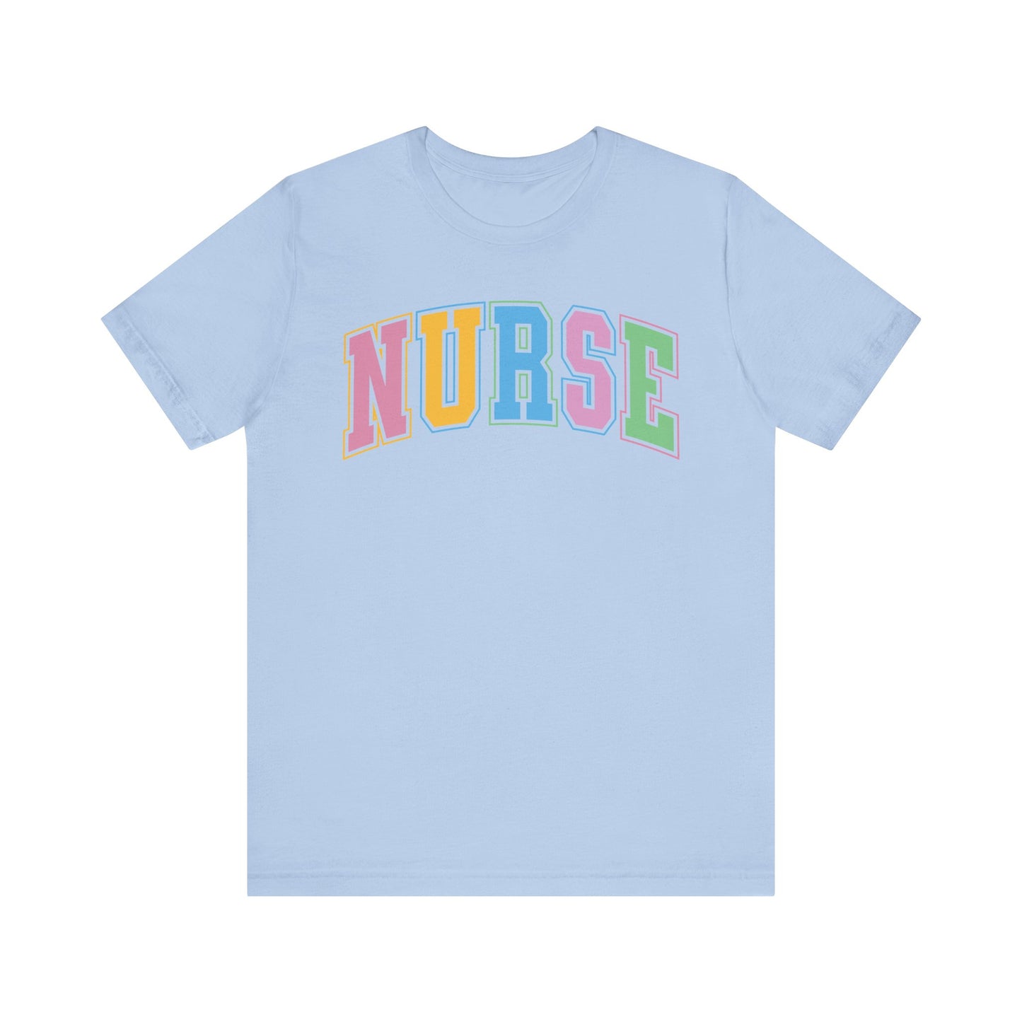 Multi Color Nurse Varsity Letter Tshirt, NICau, PICU, emergency department, labor and delivery