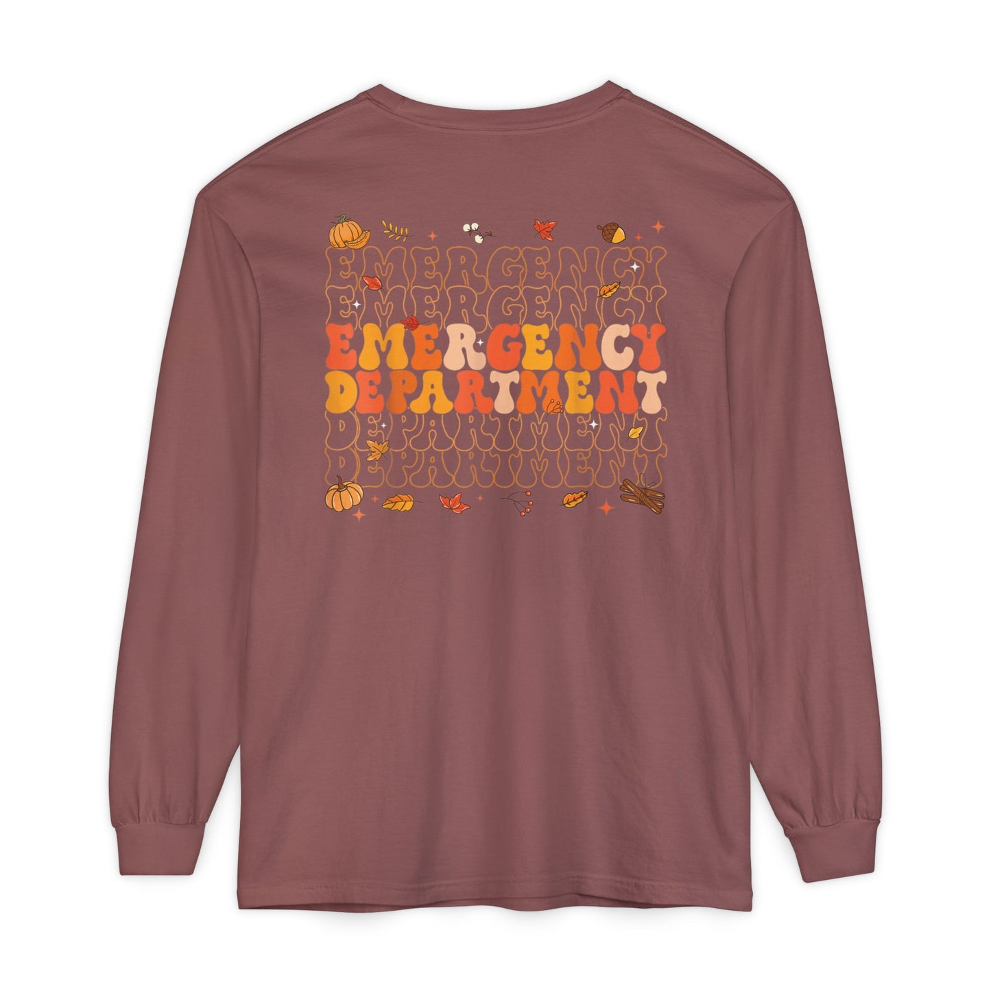 Turkey front ED sign, thanksgiving theme ED Nurse longsleeve , pediatric nurse shirt, comfort colors turkey nurse shirt, Peds nurse,fall nurse shirt