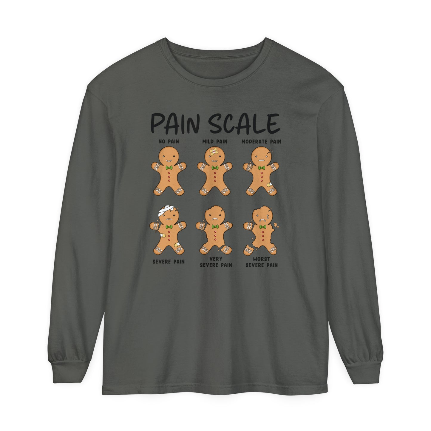 Christmas Nurse  Shirt, Gingerbread Nurse Shirt, Pain Scale, funny nurse Christmas Long Sleeve, Nurse Christmas, Christmas comfort colors,