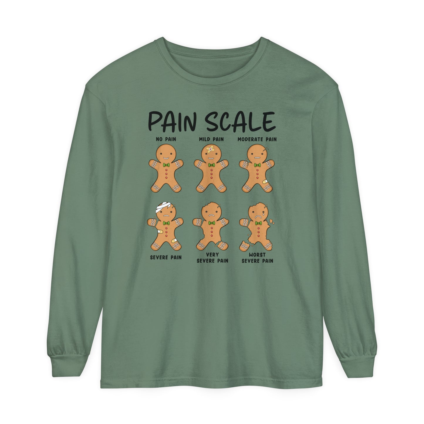 Christmas Nurse  Shirt, Gingerbread Nurse Shirt, Pain Scale, funny nurse Christmas Long Sleeve, Nurse Christmas, Christmas comfort colors,