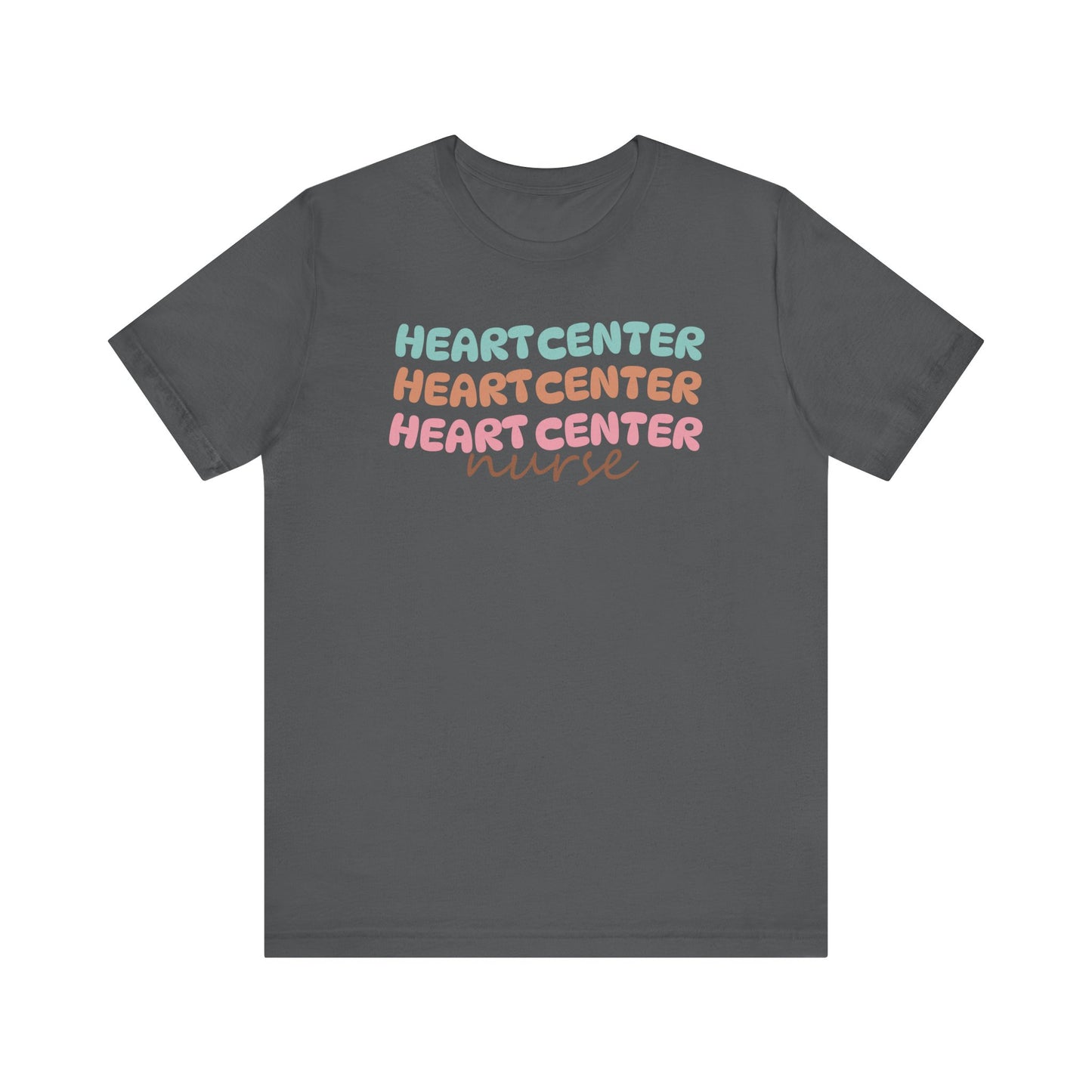Rainbow Heart Center Bella Canvas Tshirt, multicolor tshirt perfect for work or out.
