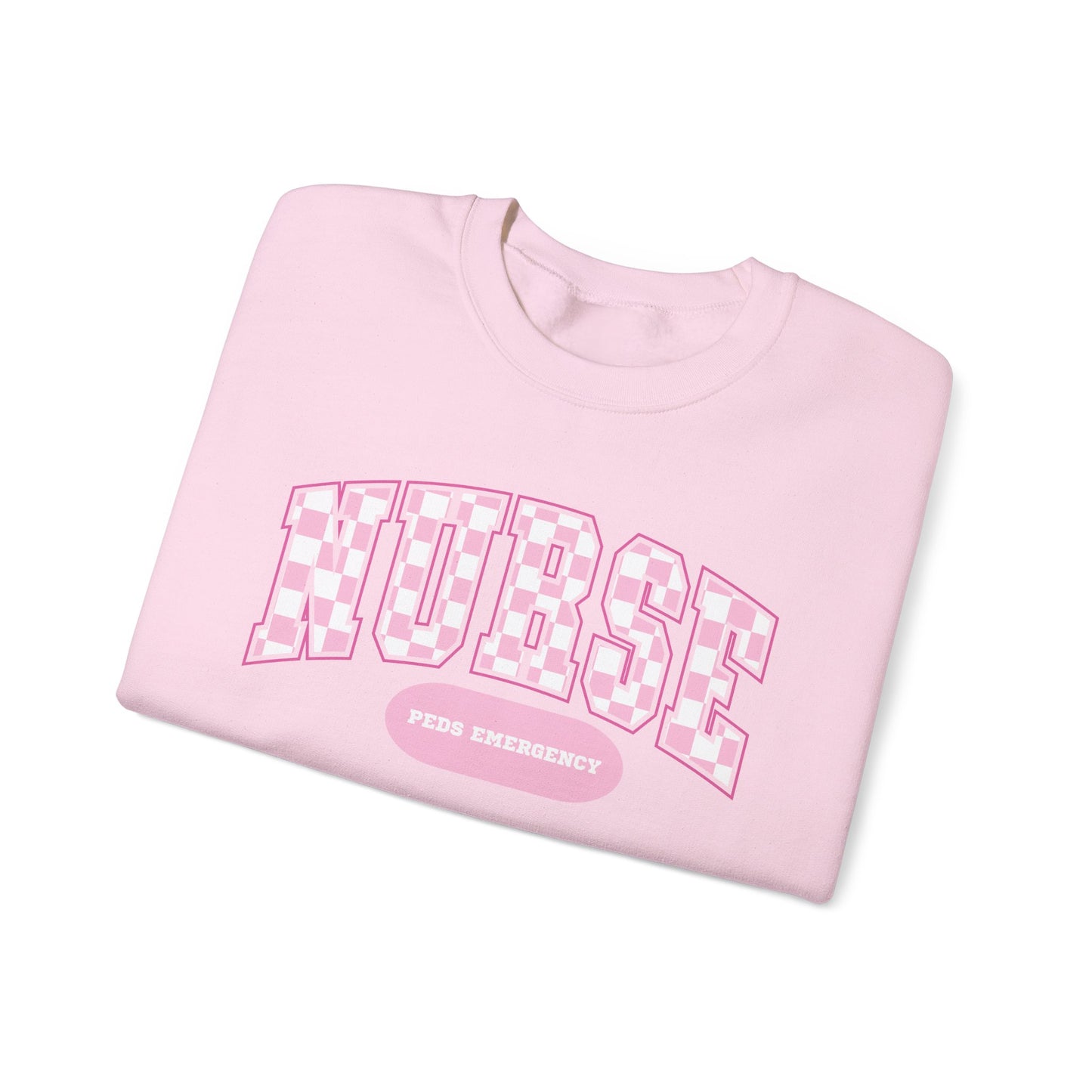 Retro Checkered Peds Emergency Varsity Letter Nurse Sweatshirt
