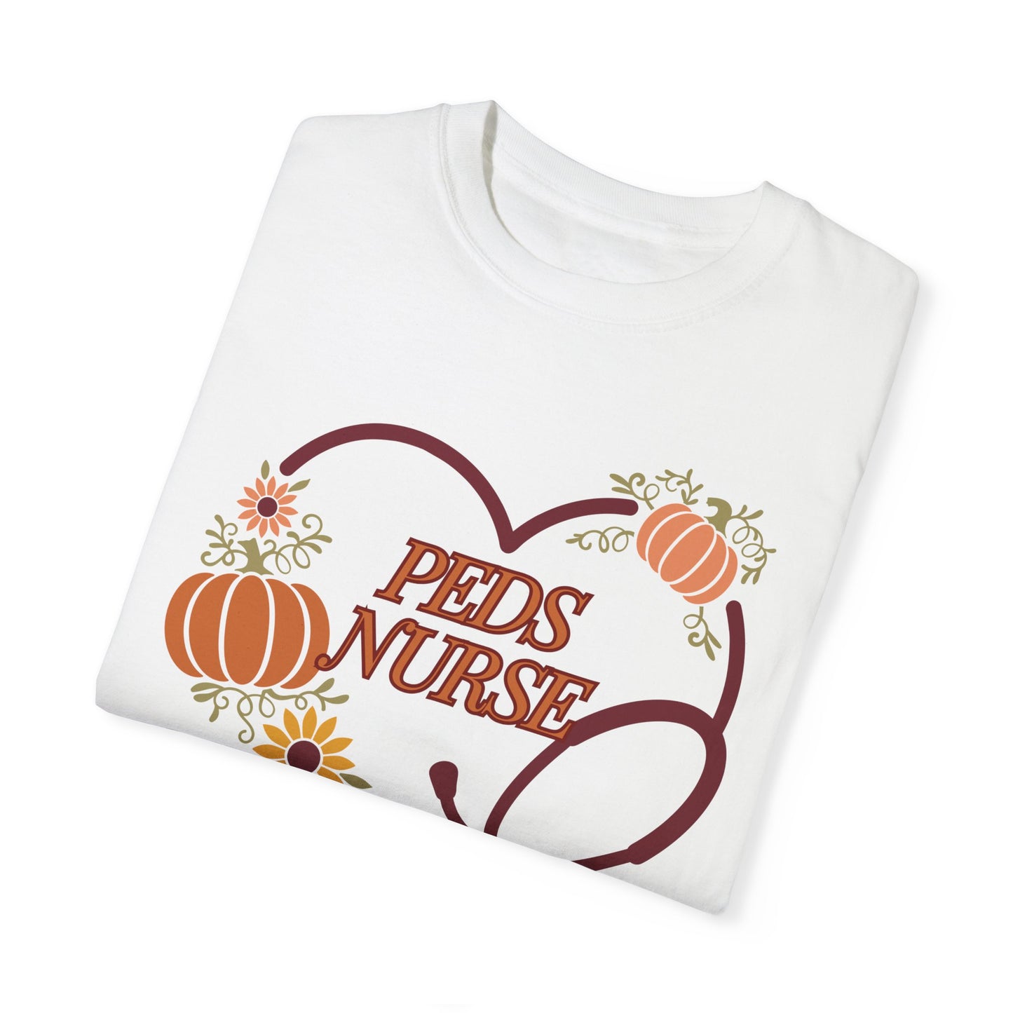 Fall PedsNurse Stethoscope heart, fall shirt, gift for nurse,cute holiday shirt, comfort colors