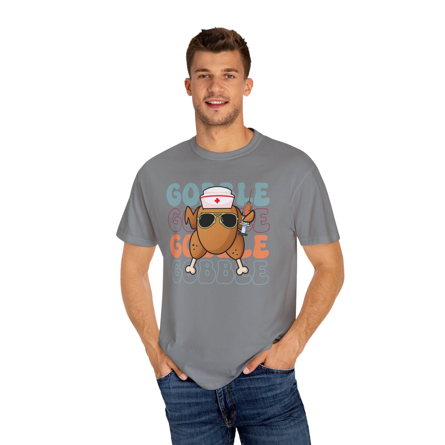 Funny gobble gobble turkey  Thanksgiving Comfort colors tshirt