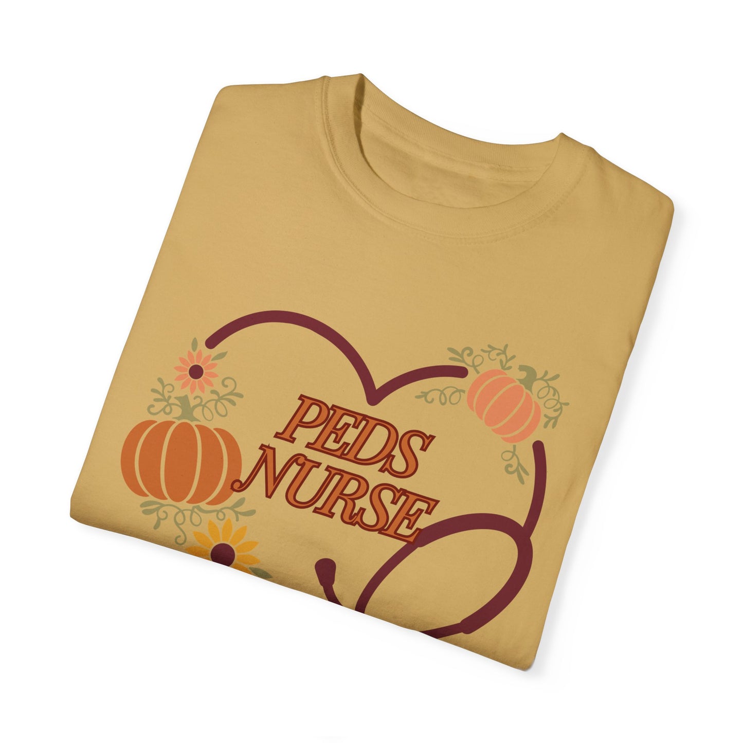 Fall PedsNurse Stethoscope heart, fall shirt, gift for nurse,cute holiday shirt, comfort colors