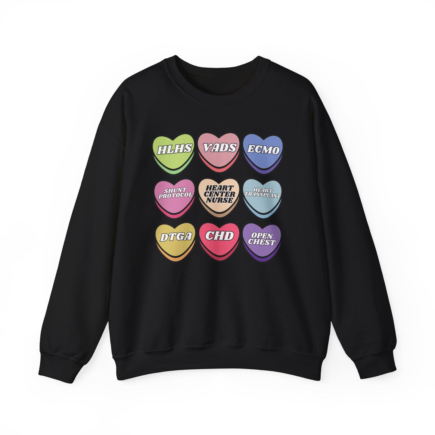 Heart Center Nurse Valentine’s Day Sweatshirt, Cute Candy Heart Sayings, match your coworkers this Valentine’s Day