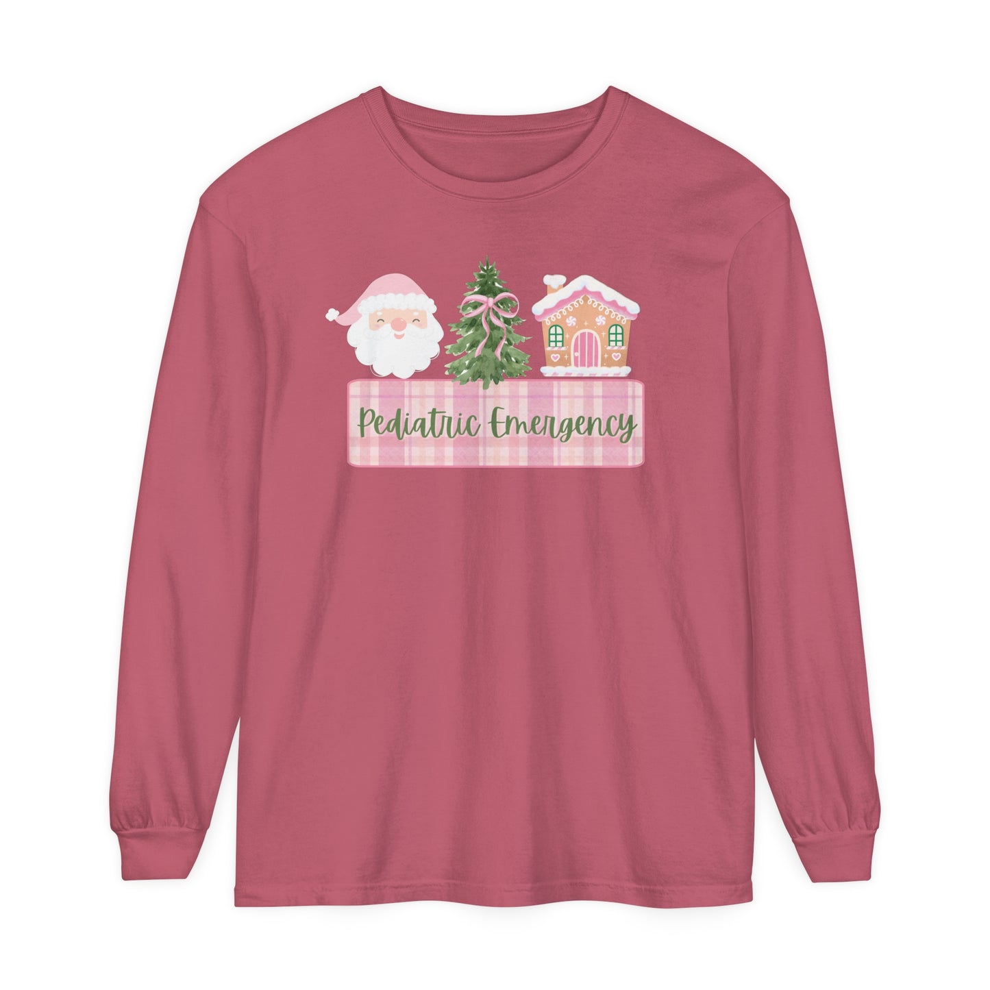 Pediatric Emergency Nurse Christmas Shirt, Comfort Colors Long Sleeve, Pink Christmas Pediatric Nurse, gift for any Peds nurse!