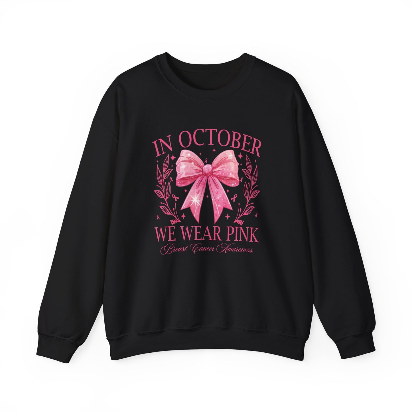 Cute pink pumpkin, In October we wear pink !Gildan cozy Breast Cancer Awareness Ghost Sweatshirt, In October We Wear Pink, cozy sweatshirt to support breast cancer