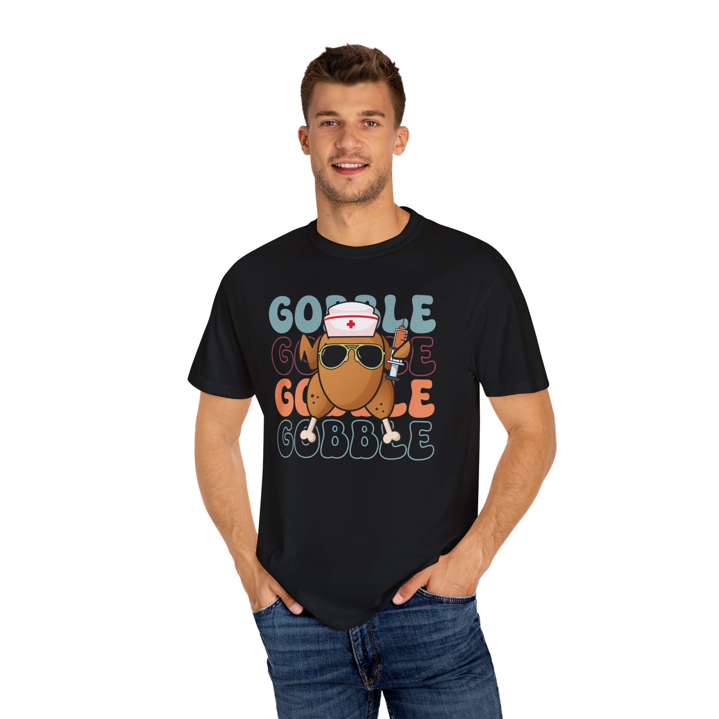 Funny gobble gobble turkey  Thanksgiving Comfort colors tshirt