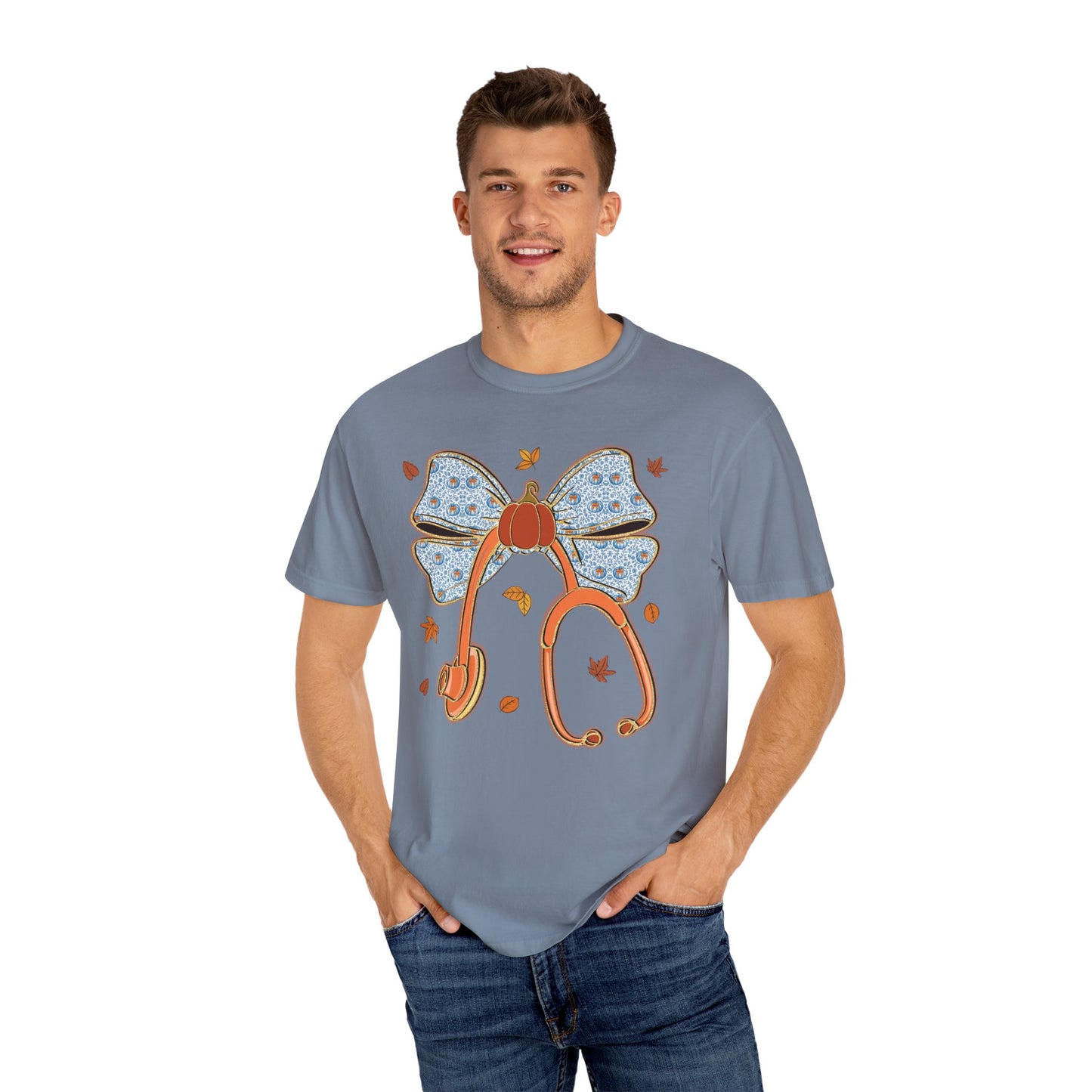 Stethoscope Bow PedsNurse Stethoscope heart, fall shirt, gift for nurse,cute holiday shirt, comfort colors, thanksgiving shirt