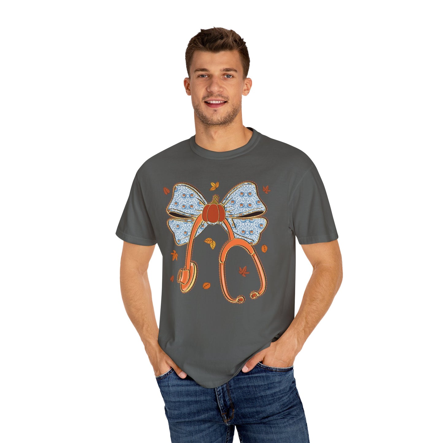 Stethoscope Bow PedsNurse Stethoscope heart, fall shirt, gift for nurse,cute holiday shirt, comfort colors, thanksgiving shirt