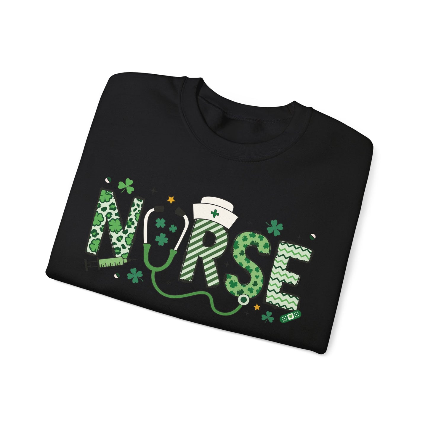 Festive Nurse St. Patricks Day Sweatshirt,  RN sweatershirt, ER Nurse, NICU Nurse, PICU nurse, clover, lucky nurse sweatshirt.