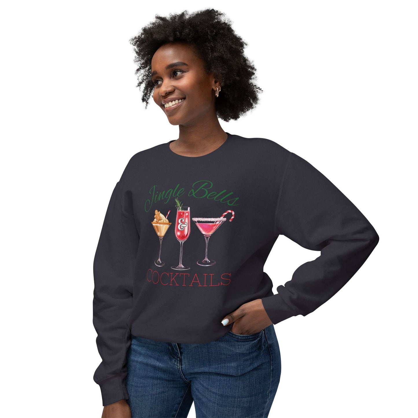 Jingle Bells &Cocktails, Cute Christmas comfort colors sweatshirt