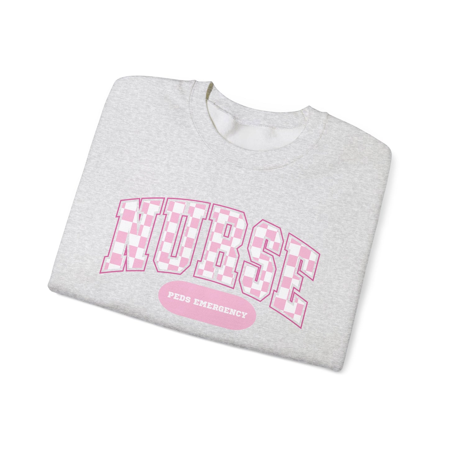 Retro Checkered Peds Emergency Varsity Letter Nurse Sweatshirt