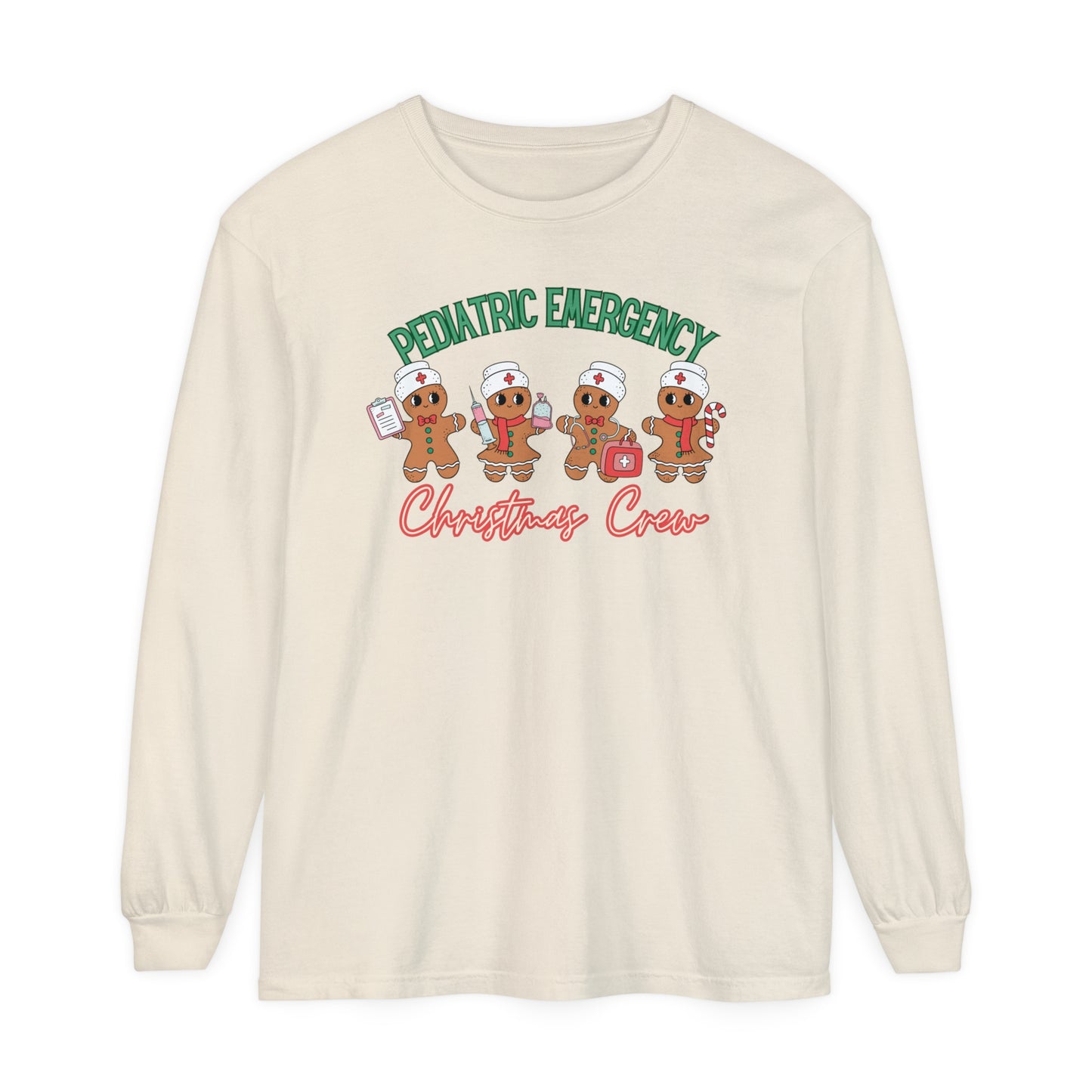 Pediatric Emergency Christmas Crew Gingerbread shirt, Christmas Long Sleeve Shirt, Nurse Christmas, comfort colors, Pediatric Department