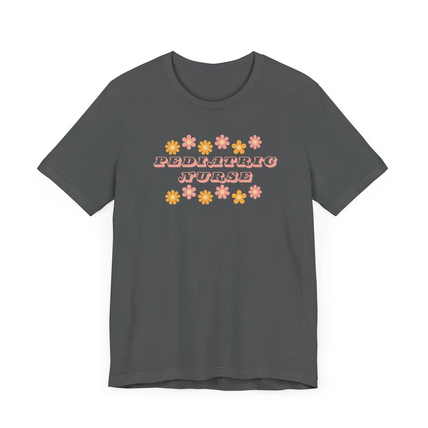 Retro flower power pediatric nurse Bella canvas tshirt, cute spring summer nurse shirt