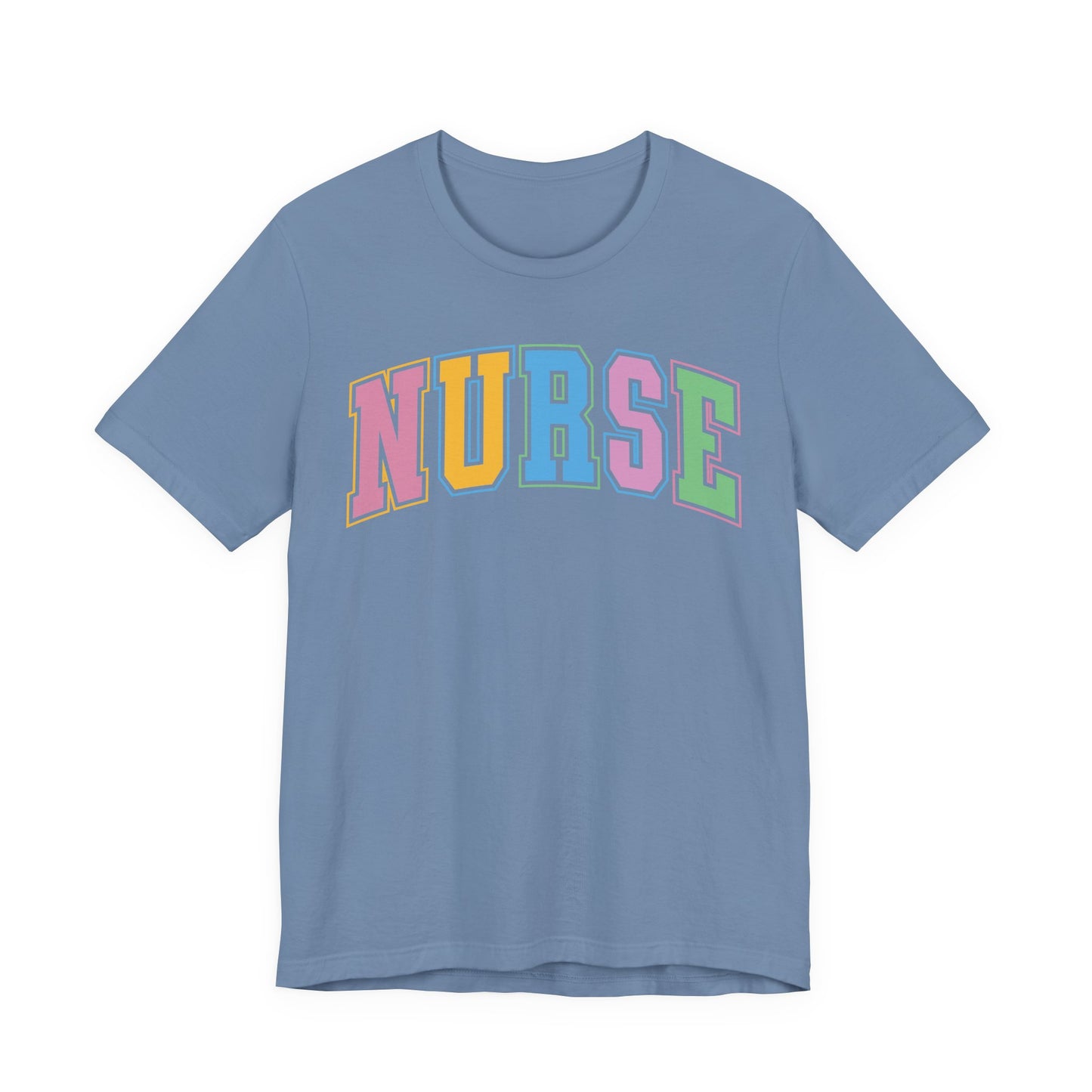 Multi Color Nurse Varsity Letter Tshirt, NICau, PICU, emergency department, labor and delivery