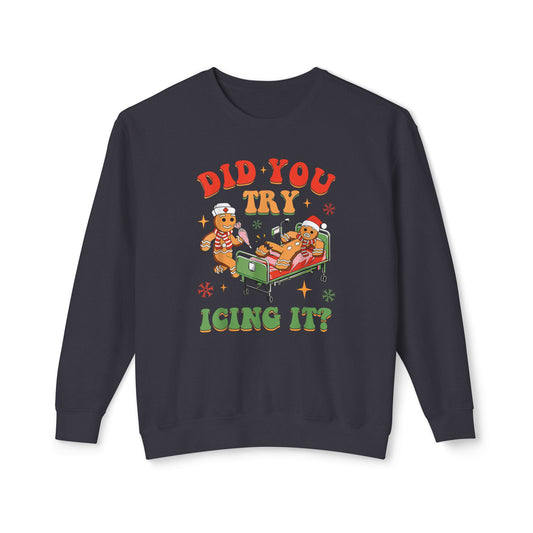 Did you try Icing It ? Comfort colors nurse funny Christmas sweater!