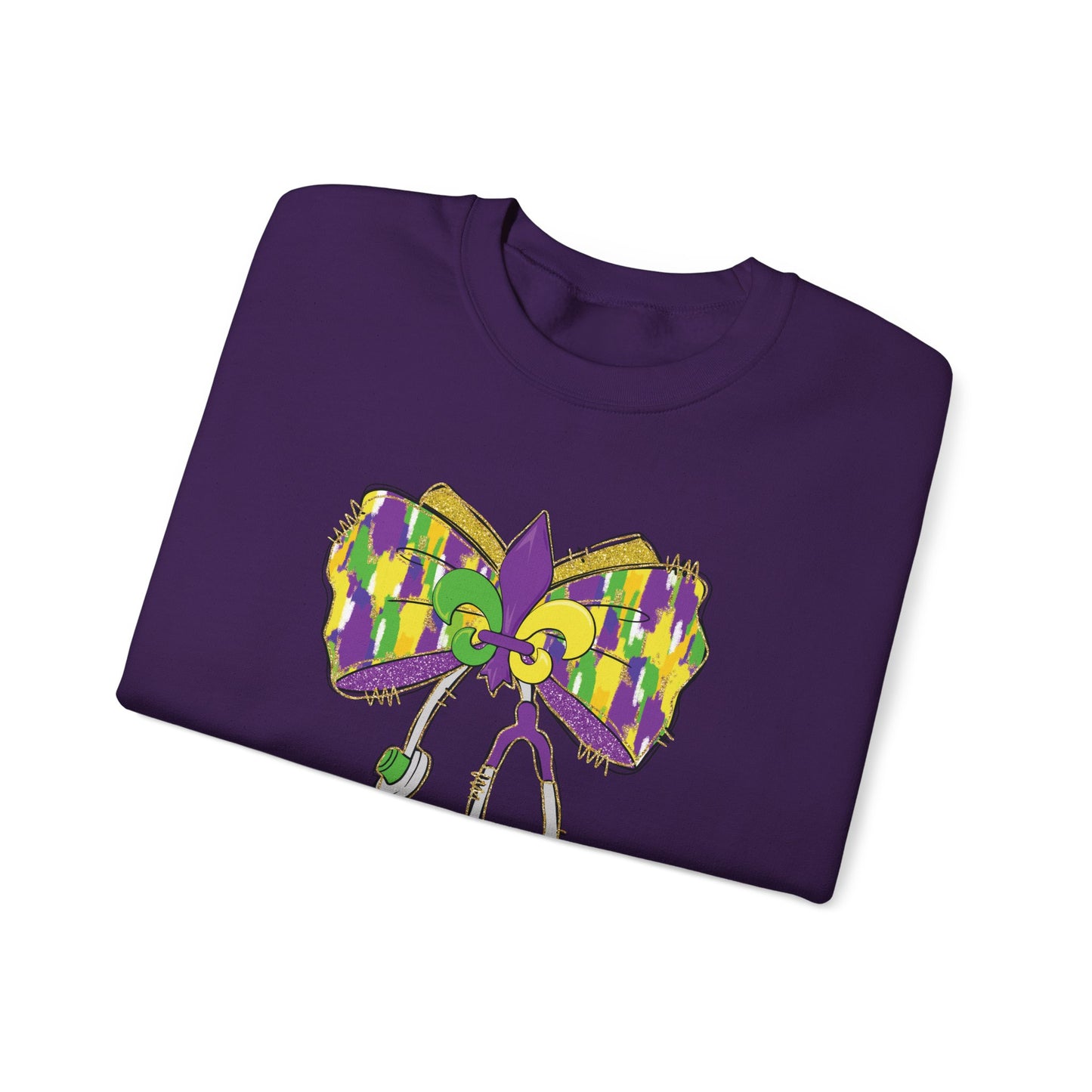 Mardi Gras  colorful bow Nurse Gildan Sweatshirt