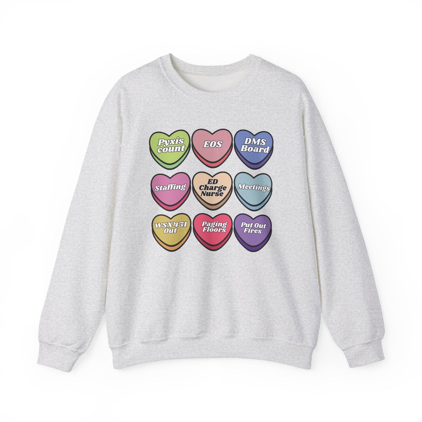 ED Charge Candy heart sweatshirt, perfect for Valentines Day ! Customize for your unit !