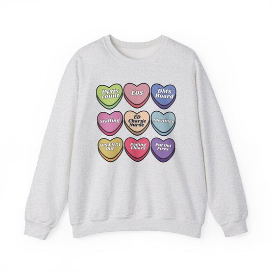ED Charge Candy heart sweatshirt, perfect for Valentines Day ! Customize for your unit !