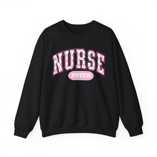 Psych Nurse Retro Checkered Varsity Letter Nurse Sweatshirt