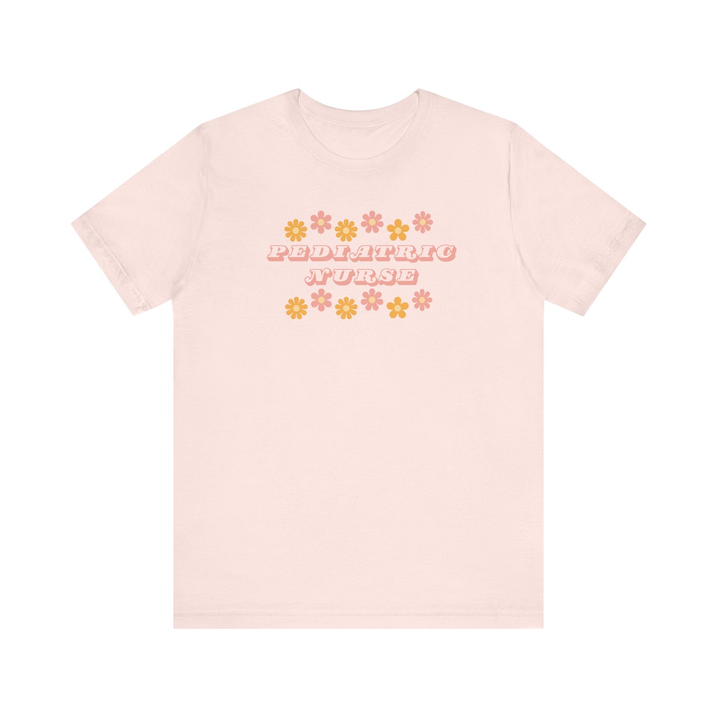 Retro flower power pediatric nurse Bella canvas tshirt, cute spring summer nurse shirt