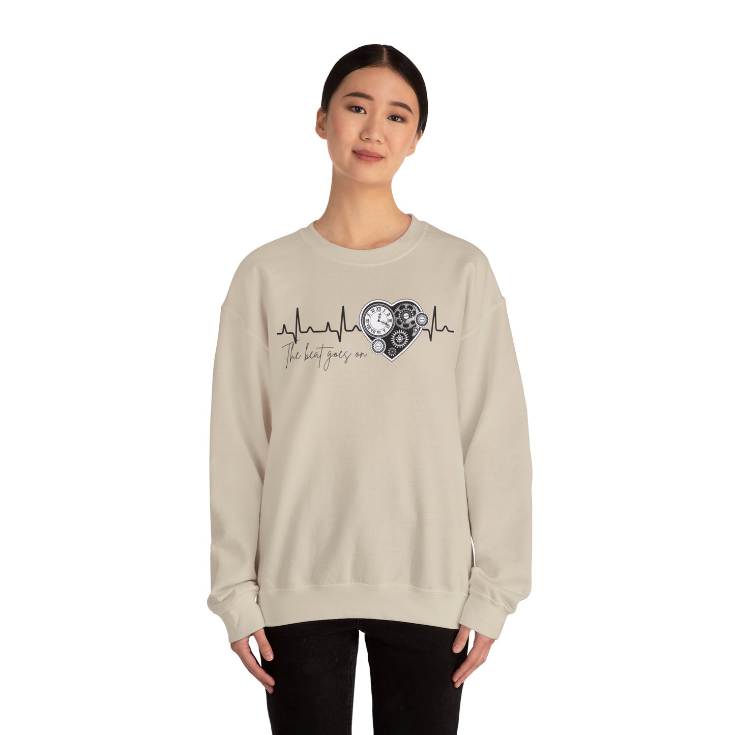 The beat goes on cardiology sweatshirt, cute and cozy mechanical heart gildan sweatshirt