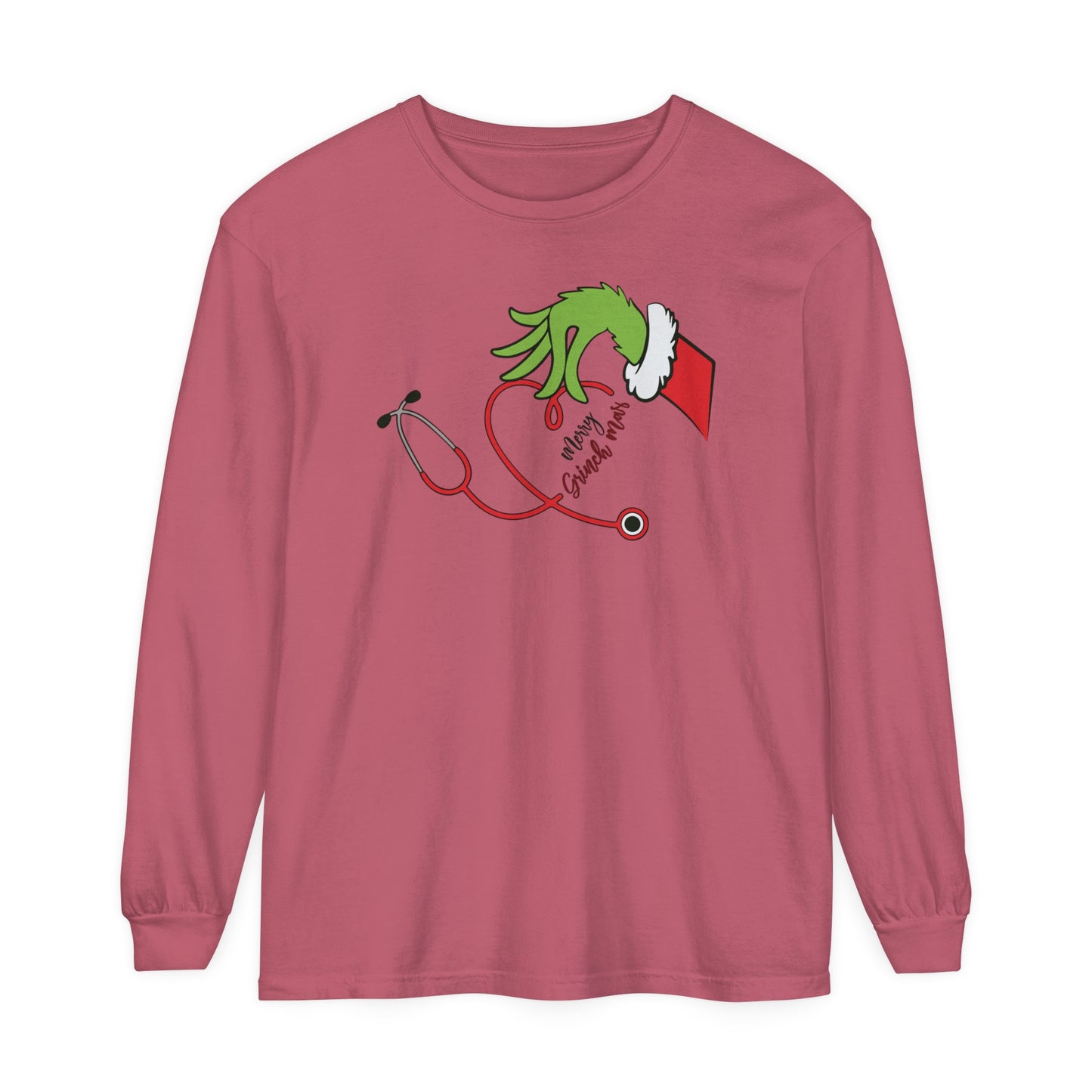 Merry Grinchmas, Santa Christmas sweater, comfort colors long sleeve, gift for any nurse this Holiday Season