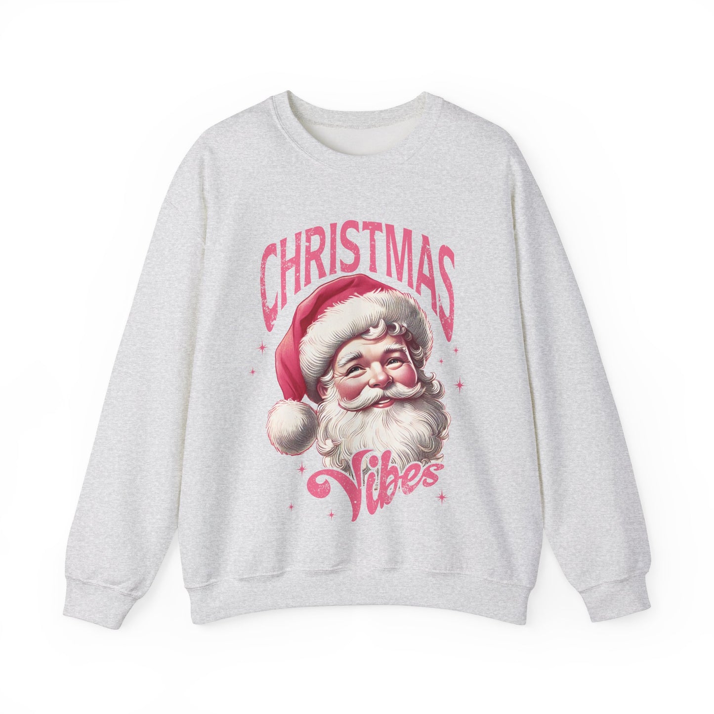 Pink Santa Christmas Vibes Sweatshirt, comfy cozy gildan sweatshirt