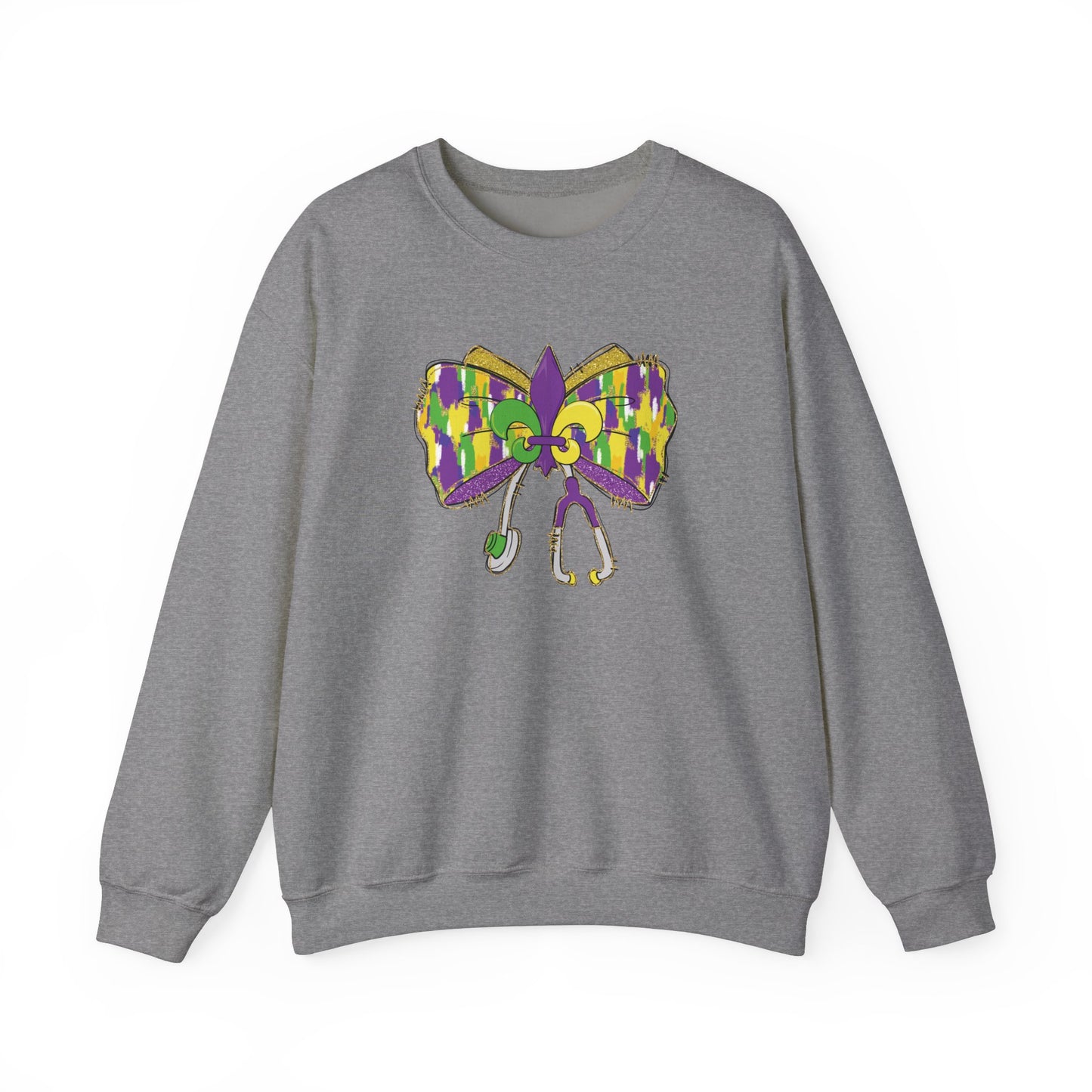 Mardi Gras  colorful bow Nurse Gildan Sweatshirt