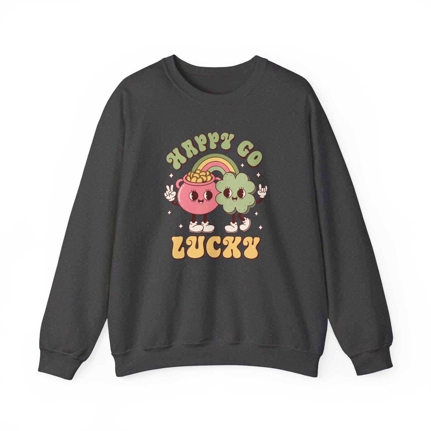 Happy Go Lucky St. Patricks Day sweatshirt, St. Pattys Nurse sweatshirt, ED RN, NICU, Teacher, Nurse Sweatshirt, Retro St. Pattys