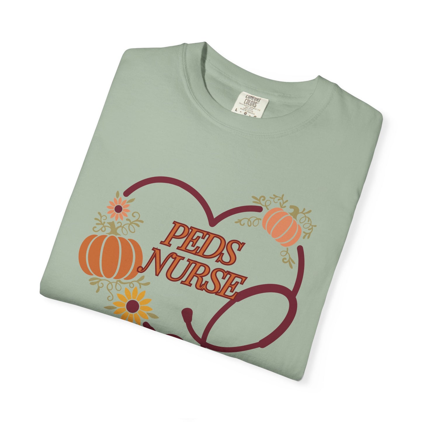 Fall PedsNurse Stethoscope heart, fall shirt, gift for nurse,cute holiday shirt, comfort colors, thanksgiving shirt