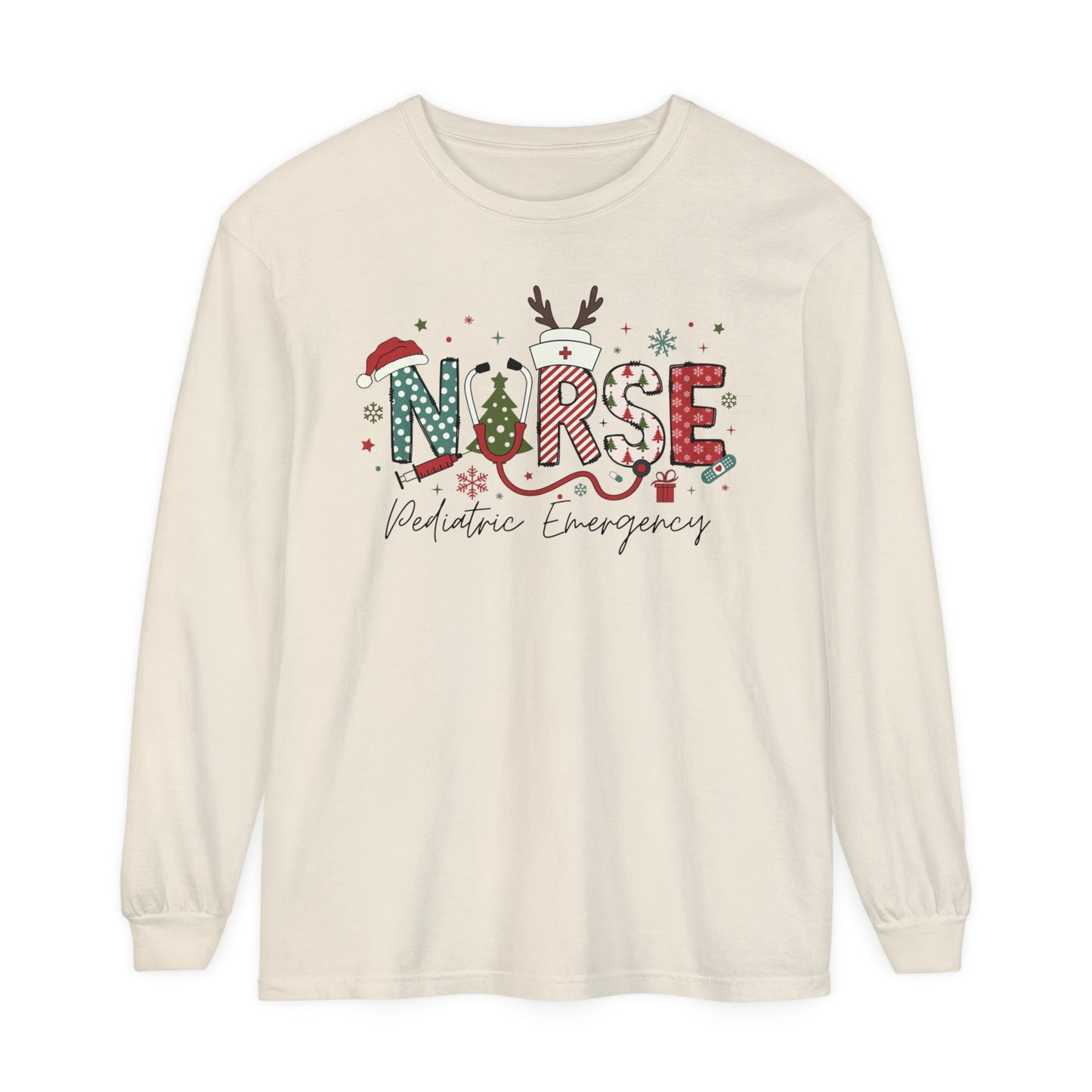 Pediatric Christmas sweatshirt, Festive shirt,Nurse Christmas Long Sleeve, comfort colors, perfect for groups!