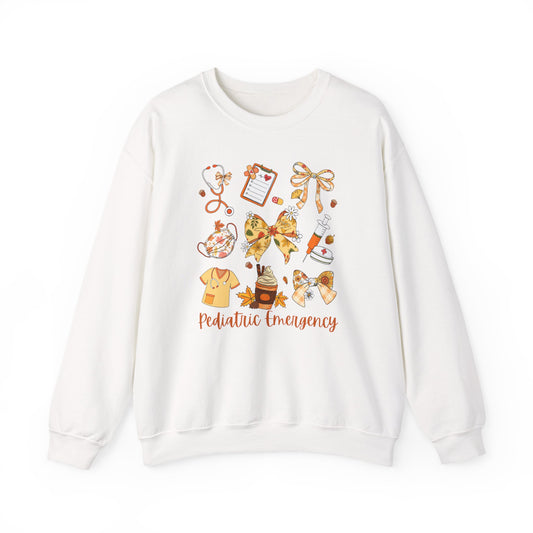Cute Fall Pediatric Emergency Sweatshirt for all Fall Months, Nurse shirt, gift for nurse, coquette bow, everything fall