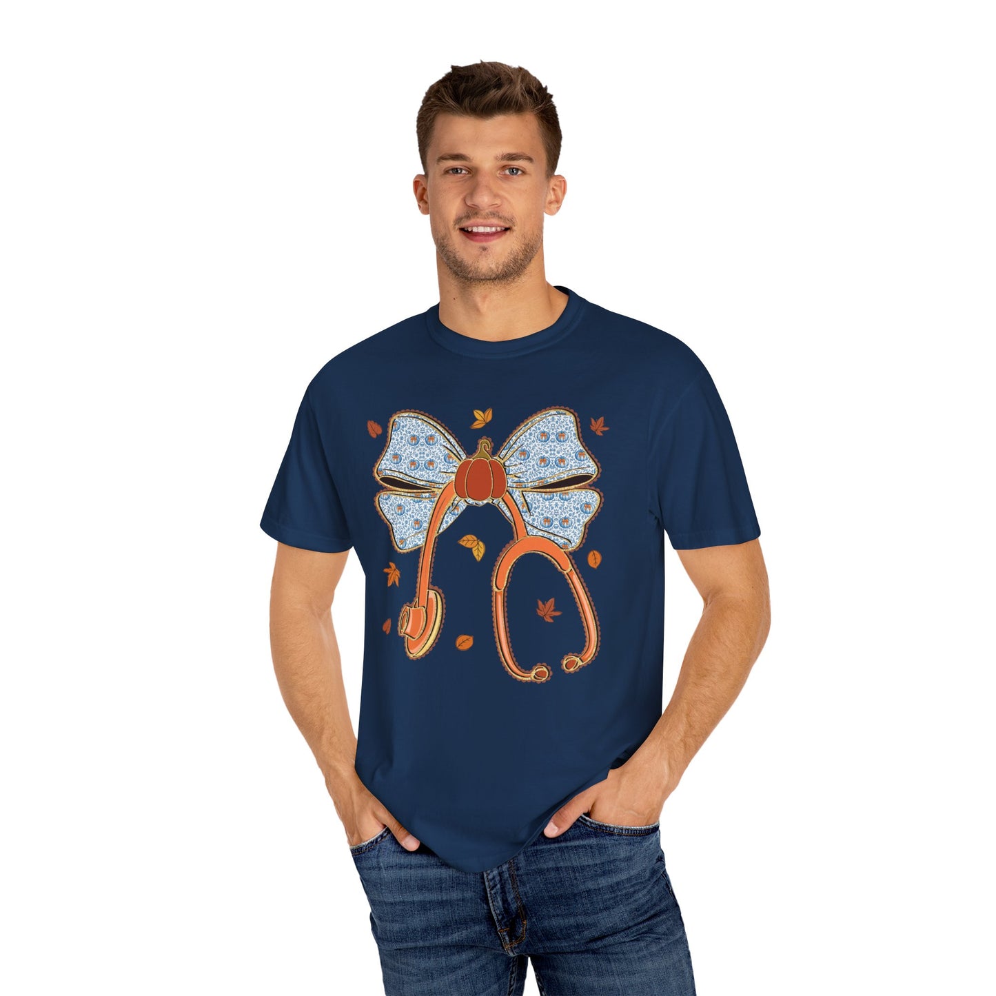 Stethoscope Bow PedsNurse Stethoscope heart, fall shirt, gift for nurse,cute holiday shirt, comfort colors, thanksgiving shirt