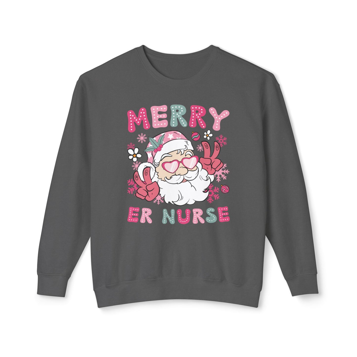 Christmas ER nurse sweatshirt, retro Santa, merry sweatshirt, comfort colors, gift for nurse, work holiday sweatshirt