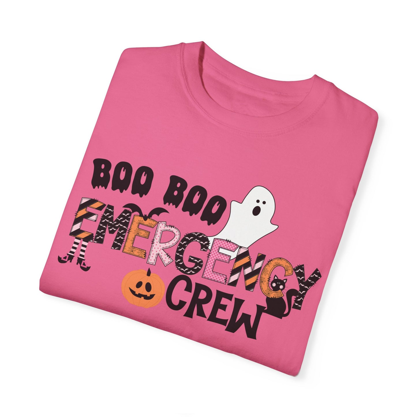 Boo boo crew nurse shirt, emergency nurse, RN Halloween shirt , comfort colors pink and orange ghost shirt, boo,  ER RN, medical shirt