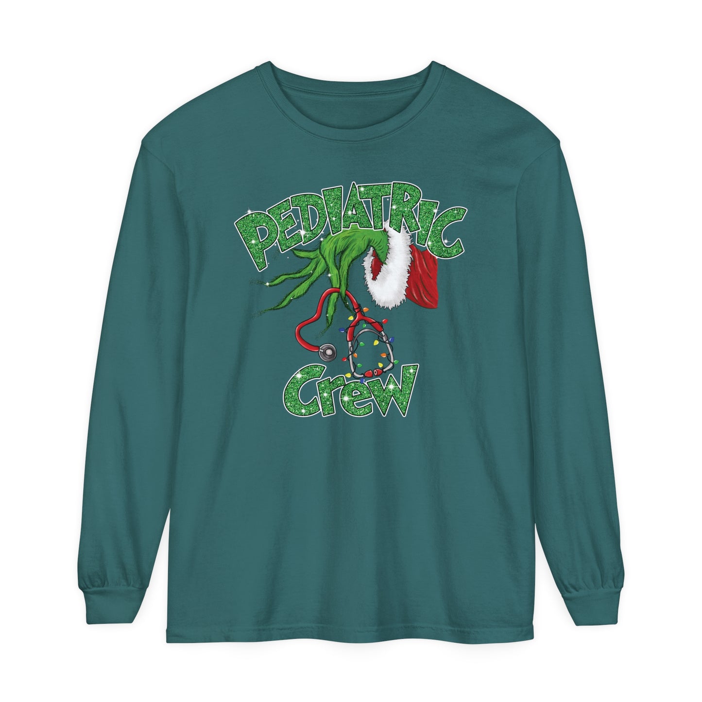 Pediatric Nurse Shirt, Grinch Nurse Shirt, Pain Scale, funny nurse Christmas Long Sleeve, Nurse Christmas, Christmas comfort colors,