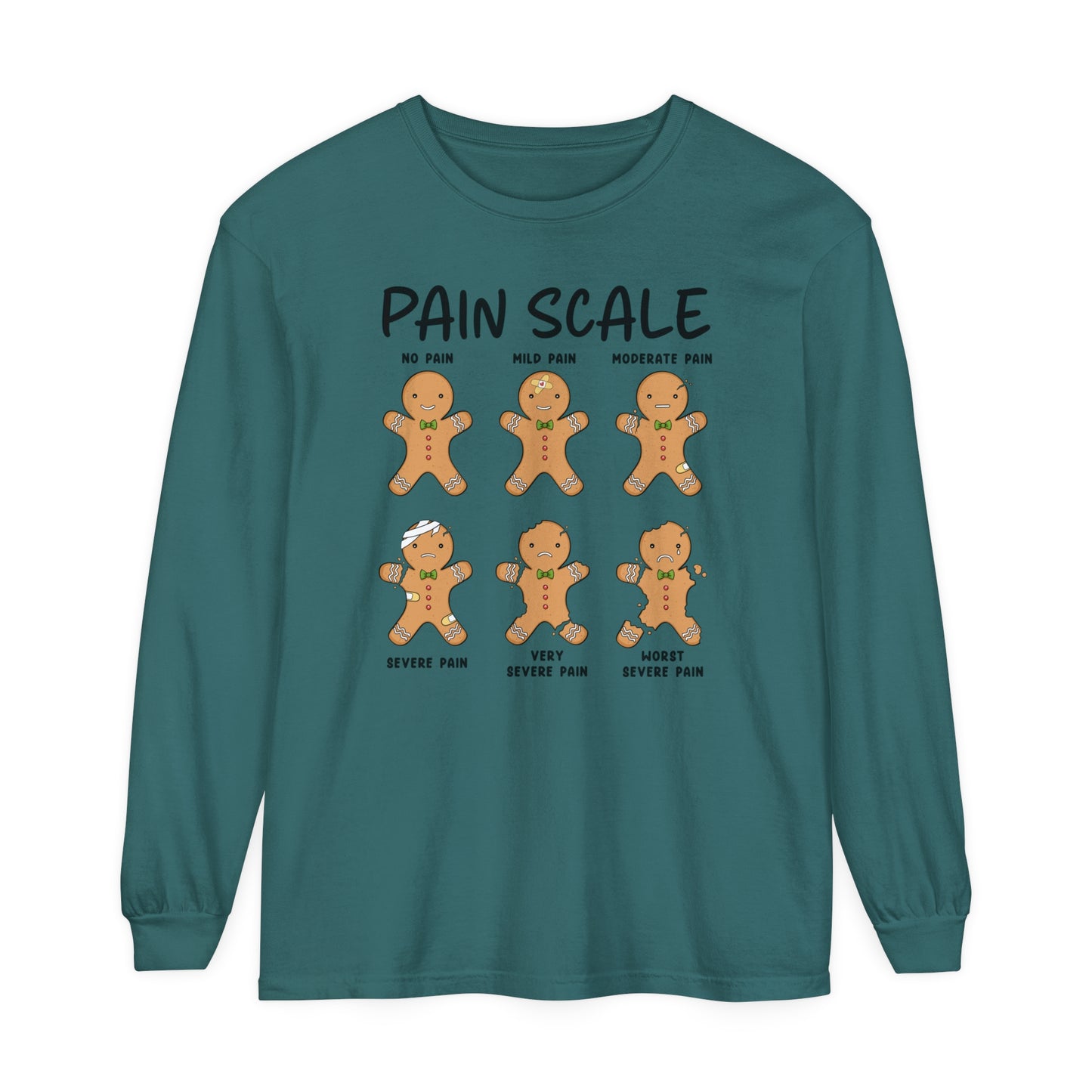 Christmas Nurse  Shirt, Gingerbread Nurse Shirt, Pain Scale, funny nurse Christmas Long Sleeve, Nurse Christmas, Christmas comfort colors,