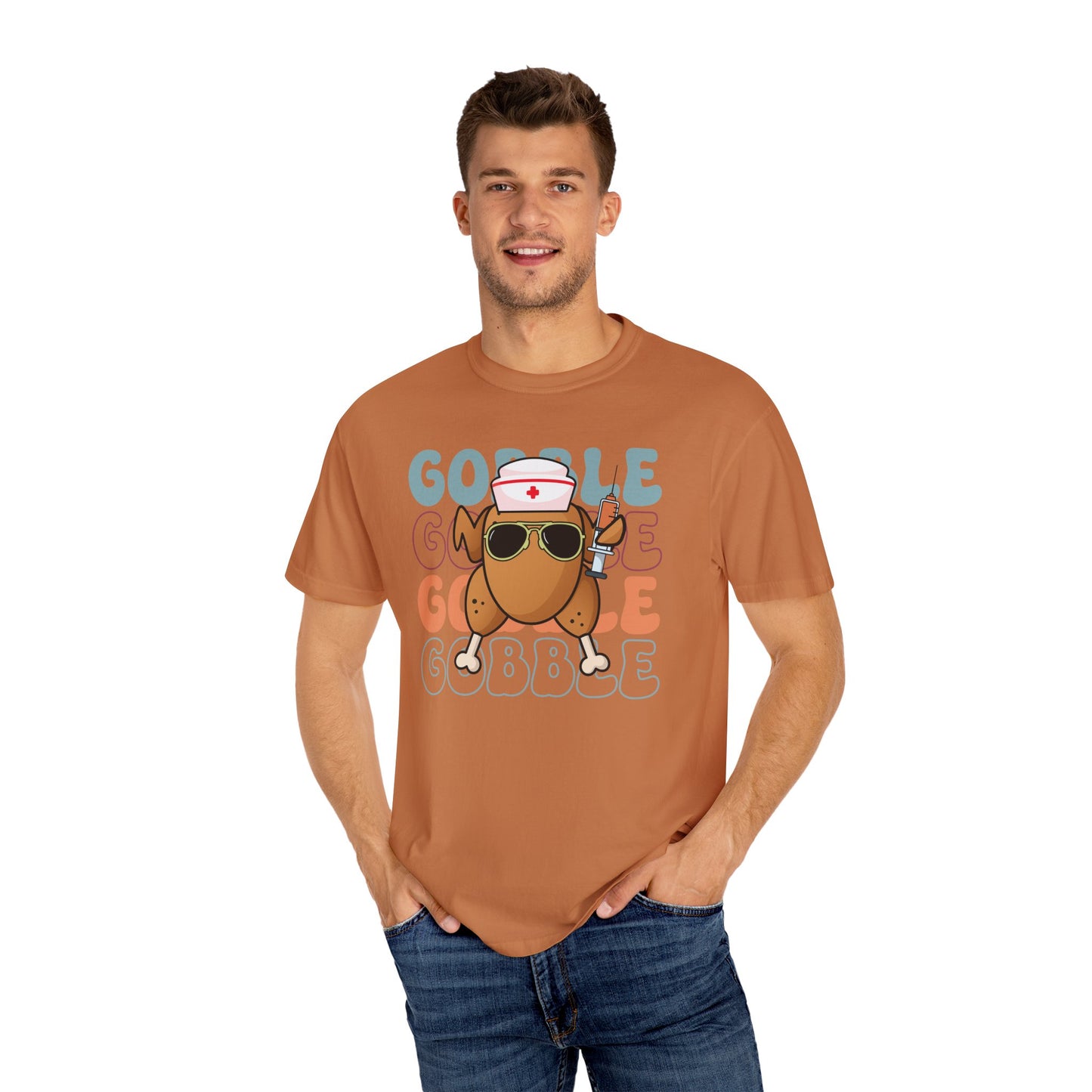 Funny gobble gobble turkey  Thanksgiving Comfort colors tshirt