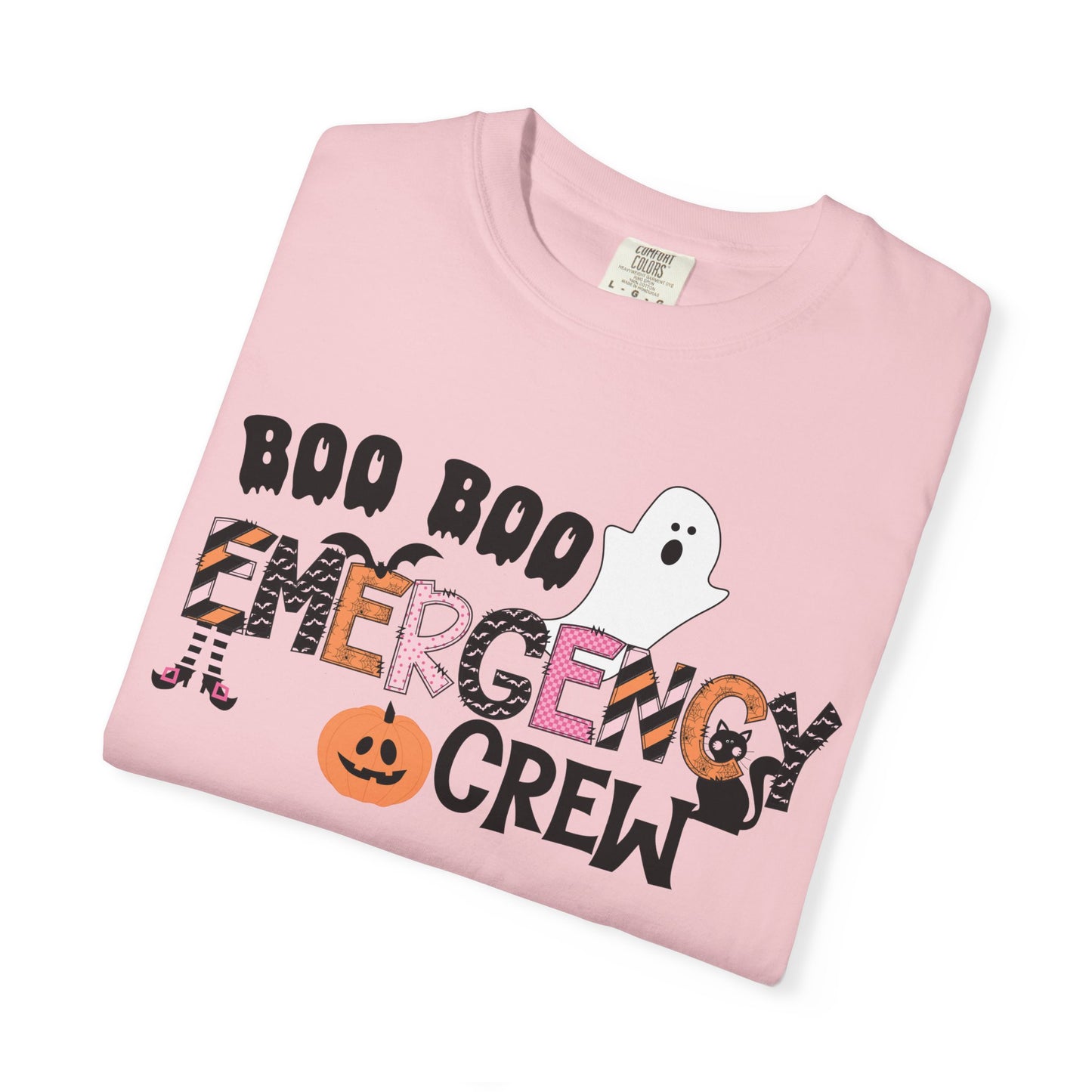 Boo boo crew nurse shirt, emergency nurse, RN Halloween shirt , comfort colors pink and orange ghost shirt, boo,  ER RN, medical shirt